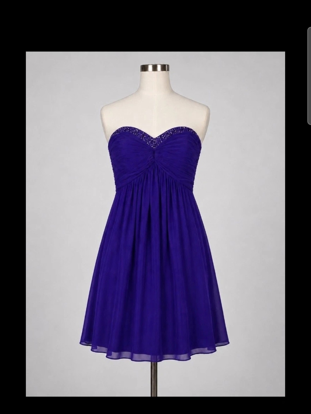 David's Bridal Strapless Beaded Sweetheart Purple Dress